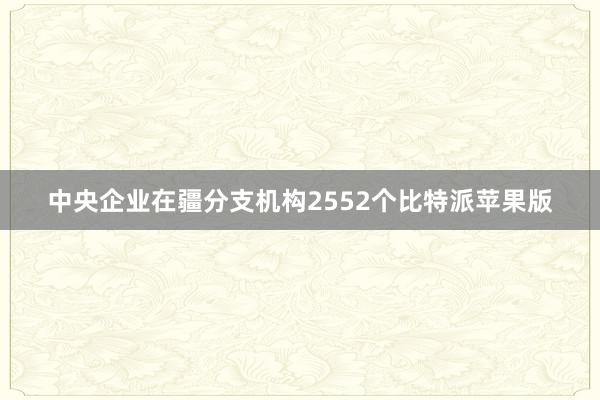 中央企业在疆分支机构2552个比特派苹果版