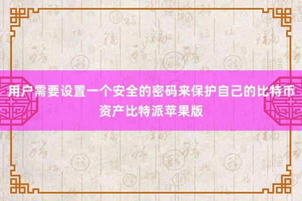 用户需要设置一个安全的密码来保护自己的比特币资产比特派苹果版