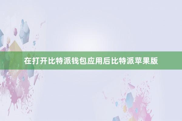 在打开比特派钱包应用后比特派苹果版