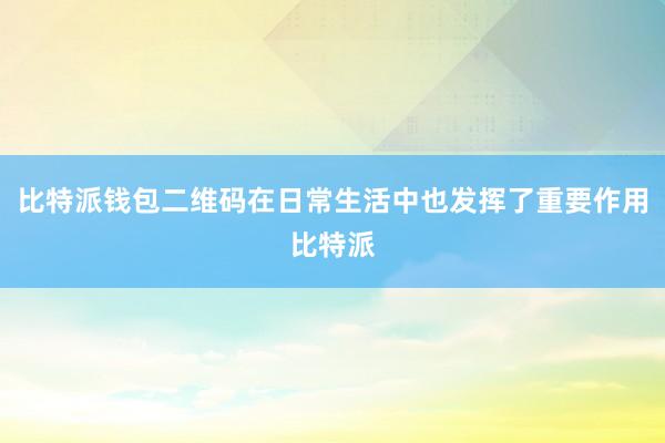 比特派钱包二维码在日常生活中也发挥了重要作用比特派