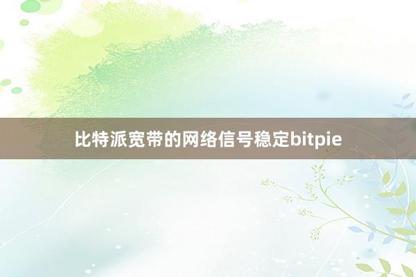 比特派宽带的网络信号稳定bitpie