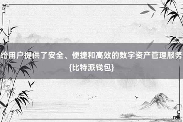 给用户提供了安全、便捷和高效的数字资产管理服务{比特派钱包}