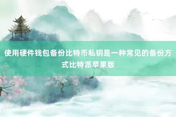 使用硬件钱包备份比特币私钥是一种常见的备份方式比特派苹果版